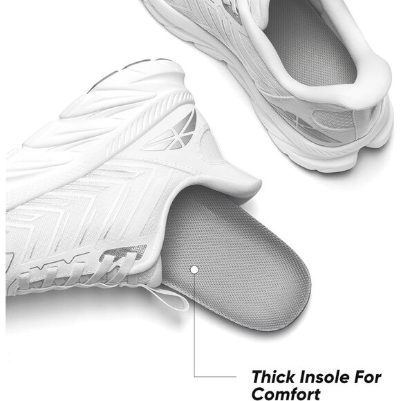 ⚡Women's White Slip On Walking Shoes Running Comfortable Tennis Fashion Sneakers - Picture 6 of 8